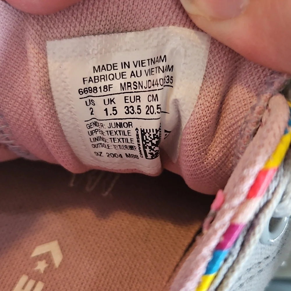 Rainbow Grey Double Tongue Converse Sneakers